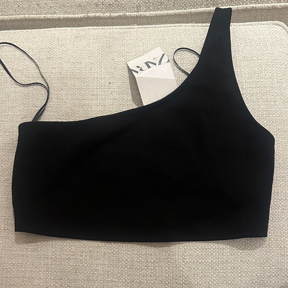 Zara Black One-Shoulder Crop Top